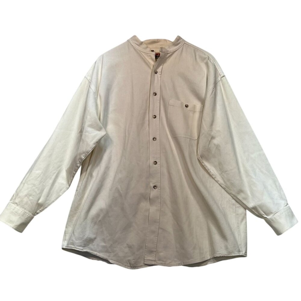 Vntage Whoa Apparel Men's Button Down Shirt Cowboy L Western Off-White Pocket